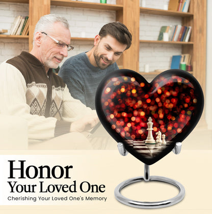 Chess themed Heart Urn for adult male cremation