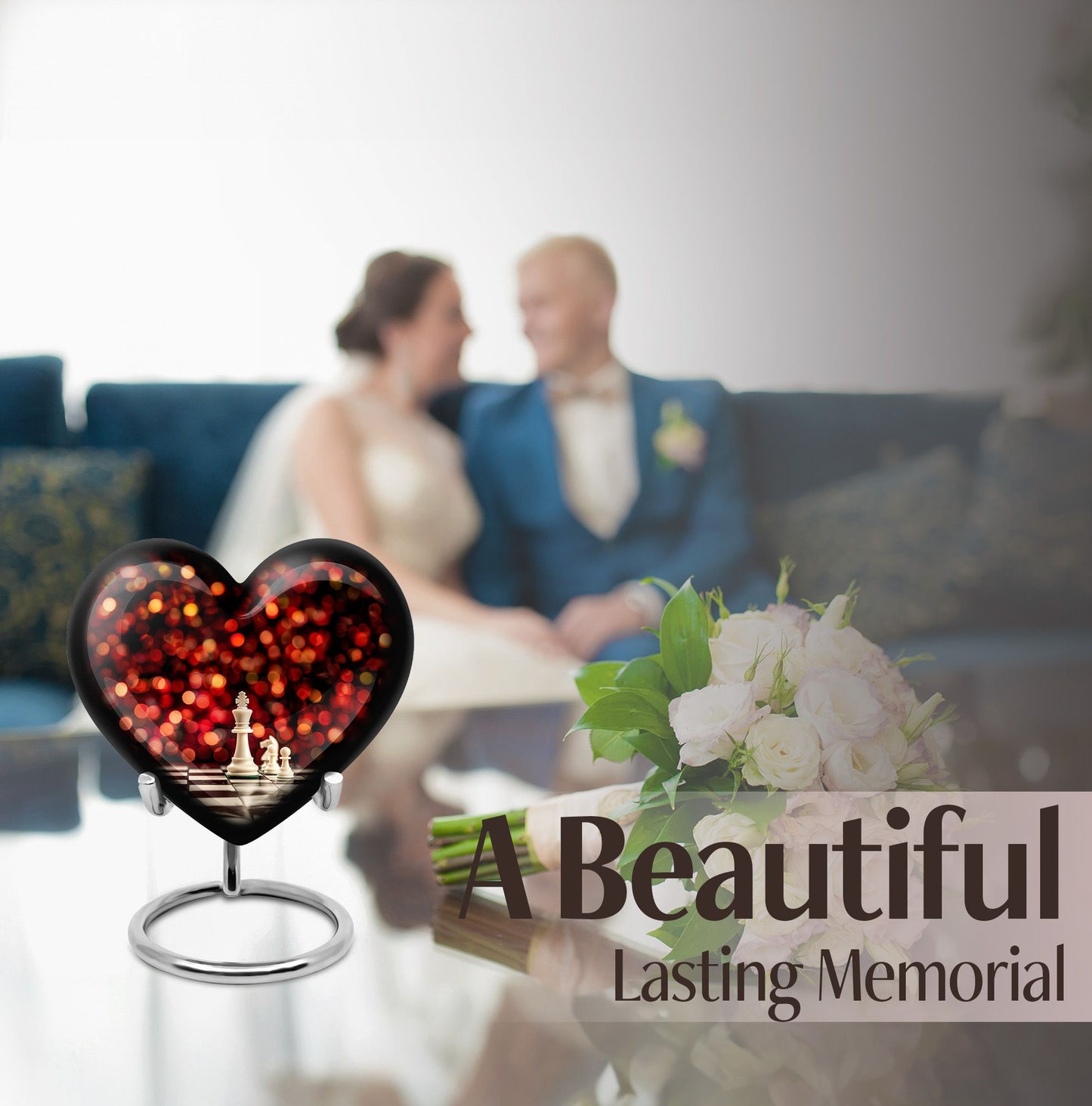 Chess themed Heart Urn for adult male cremation