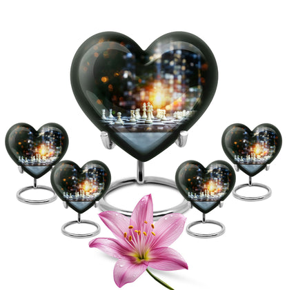 Chess Themed Heart Urn for Men
