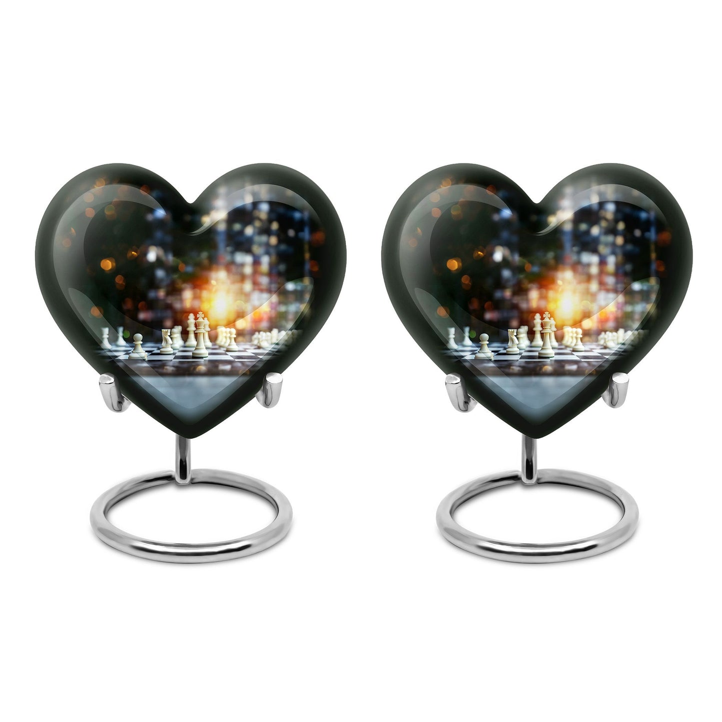 Chess Themed Heart Urn for Men