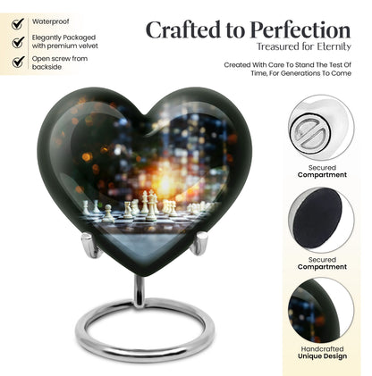 Chess Themed Heart Urn for Men