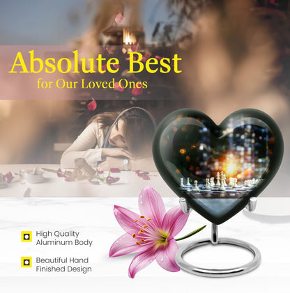 Chess Themed Heart Urn for Men