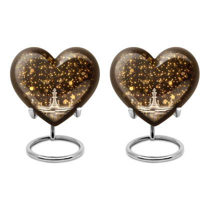 chess-themed heart urn for men's ashes