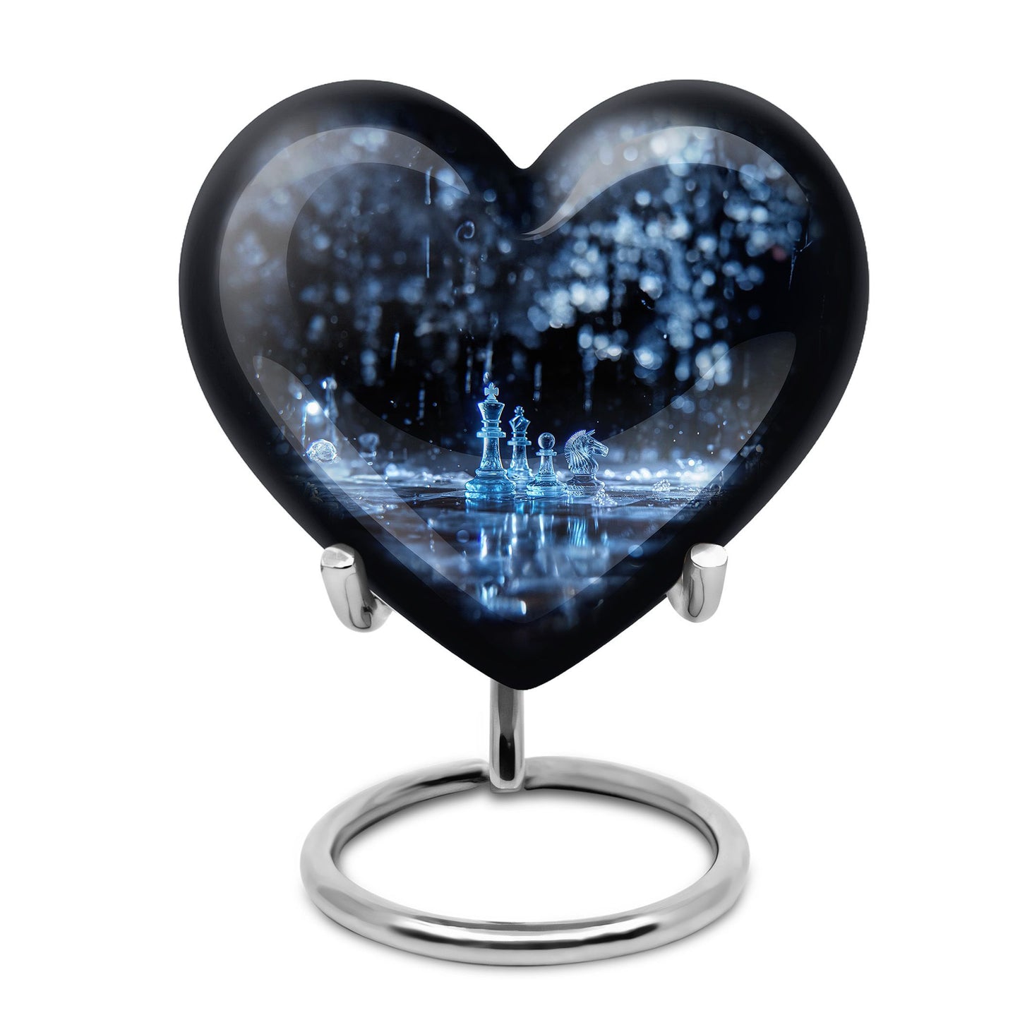 Chess Themed Heart Shaped Cremation Urn for Men