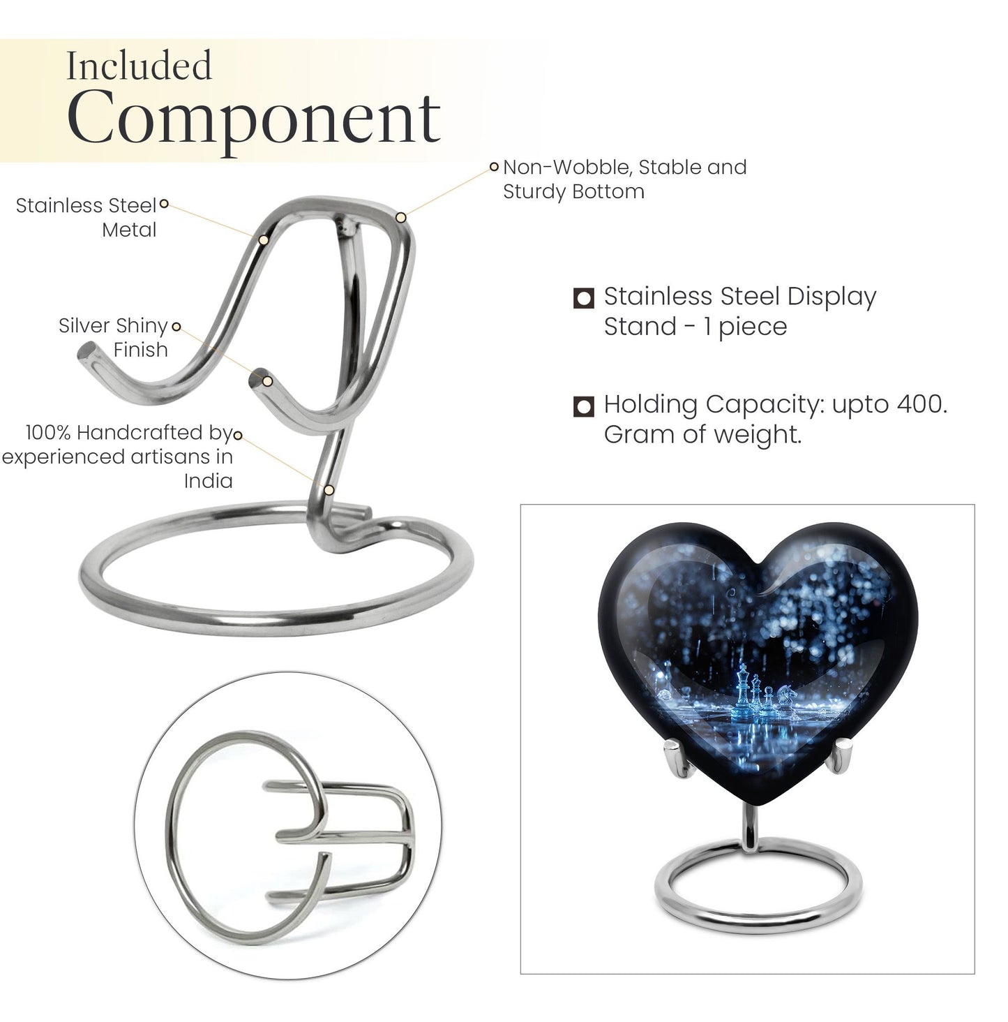 Chess Themed Heart Shaped Cremation Urn for Men