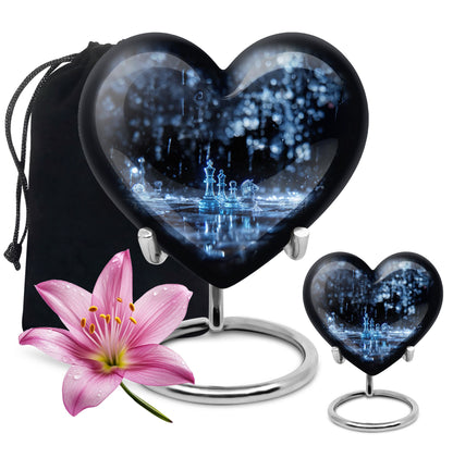 Chess Themed Heart Shaped Cremation Urn for Men