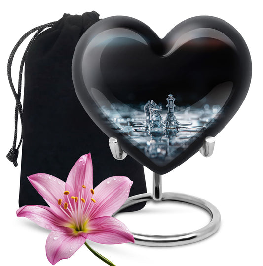Chess themed Heart Urn