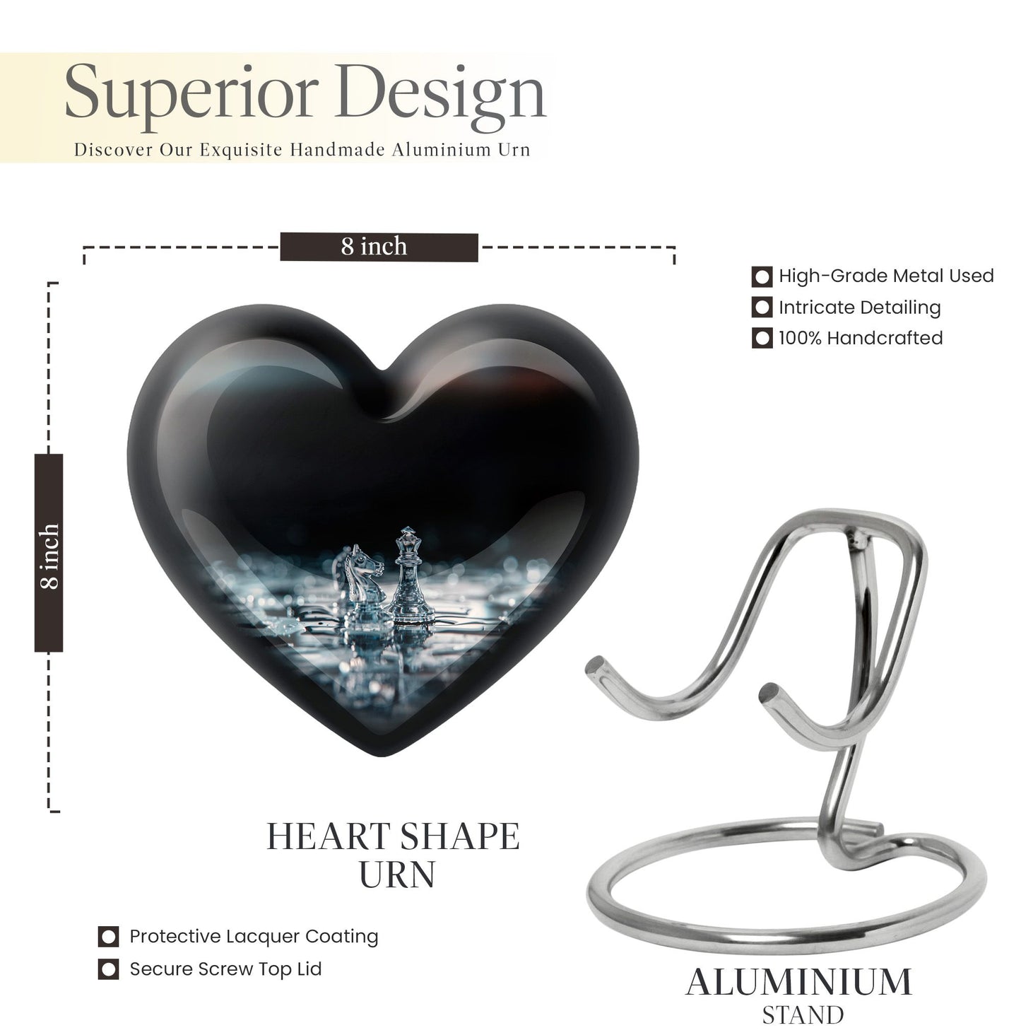 Chess themed Heart Urn
