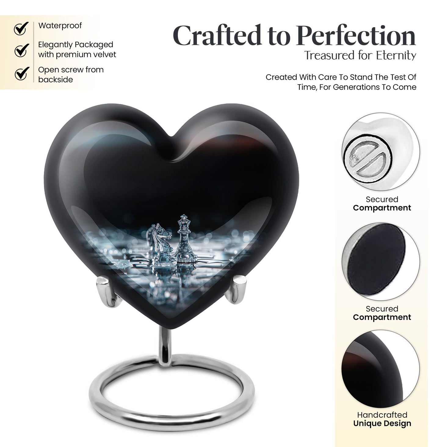 Chess themed Heart Urn