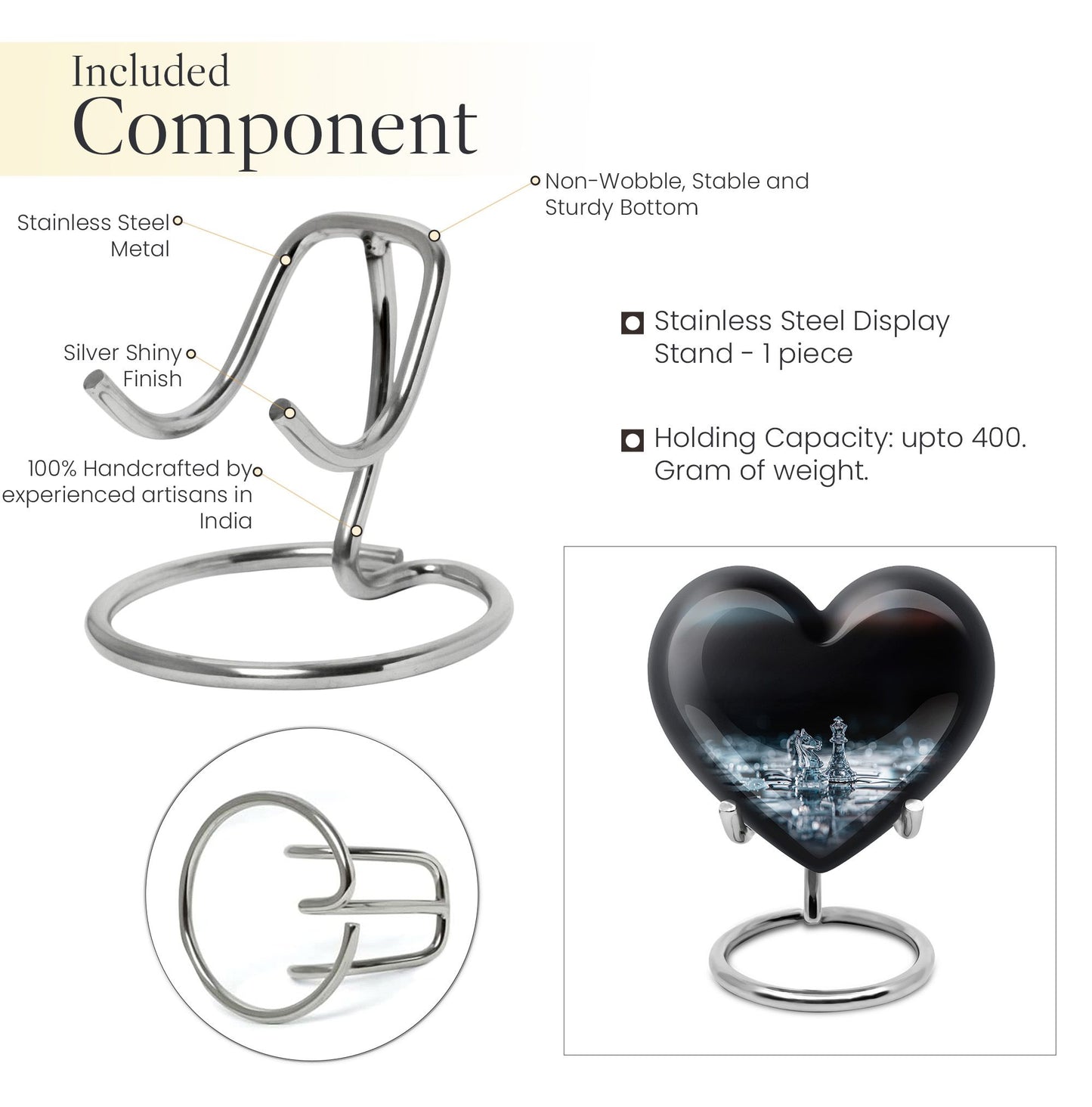 Chess themed Heart Urn