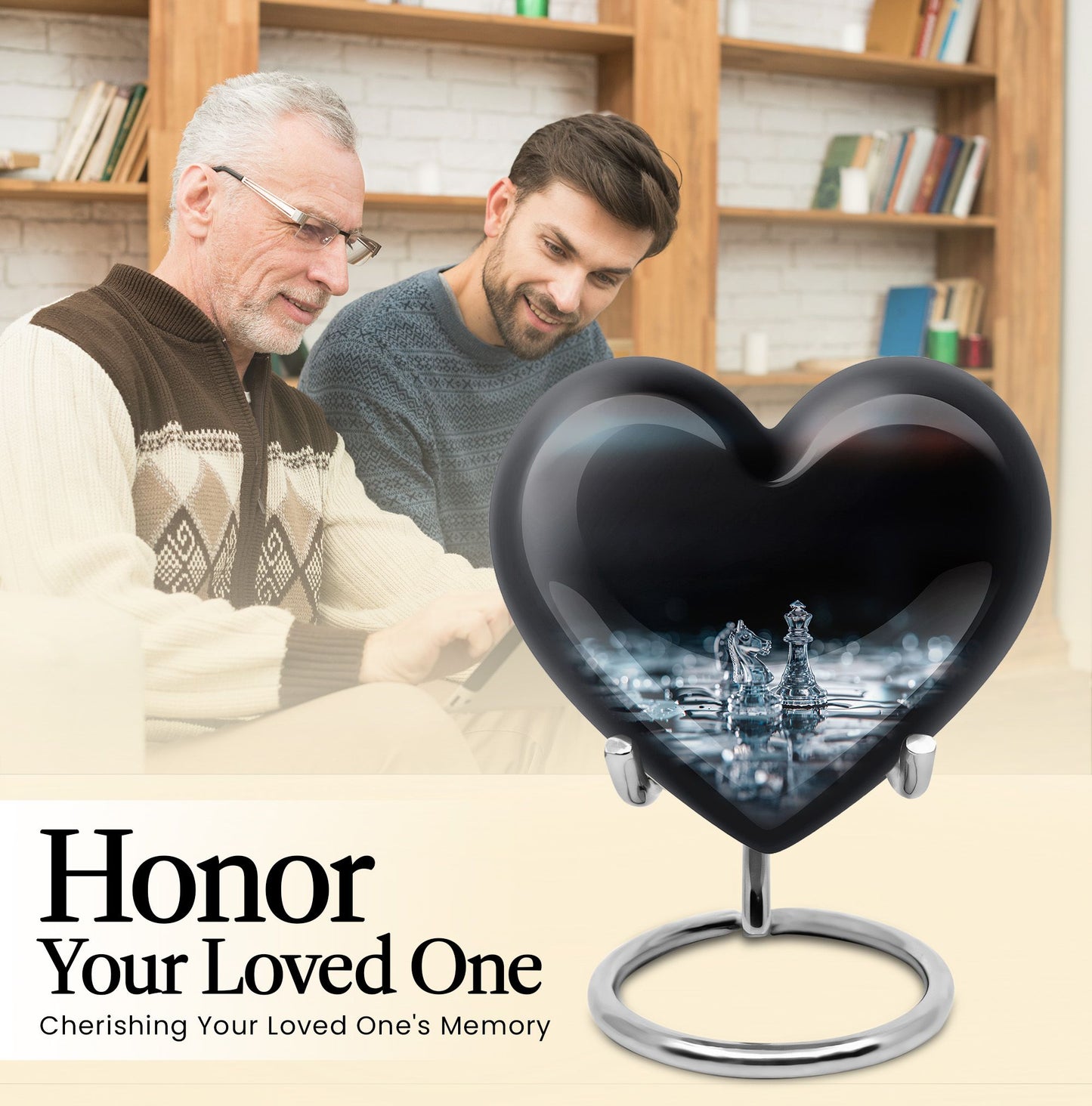 Chess themed Heart Urn
