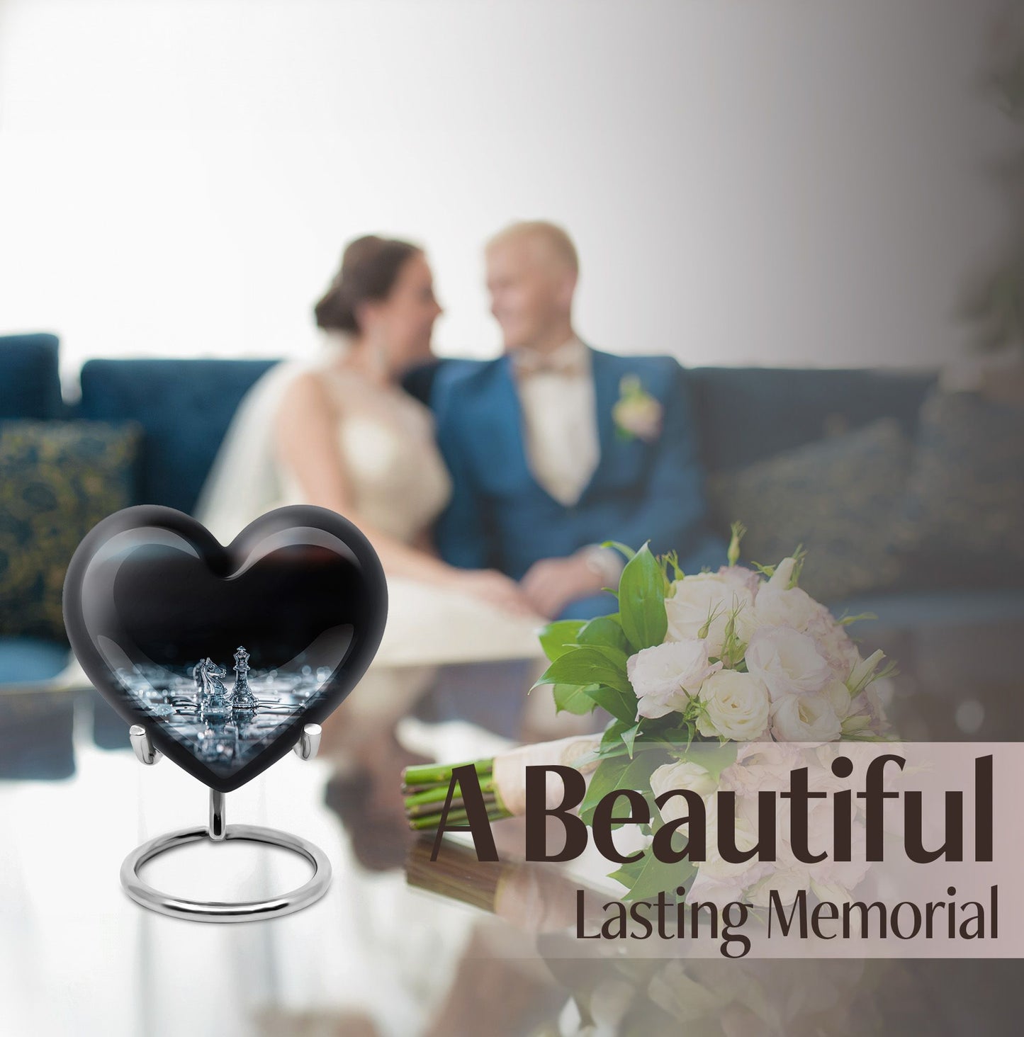 Chess themed Heart Urn