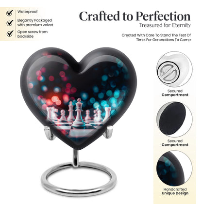Chess-themed Heart Urn for female