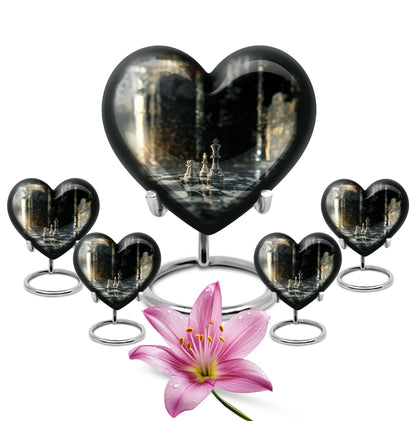 Chess-themed Heart Cremation Urn for dad