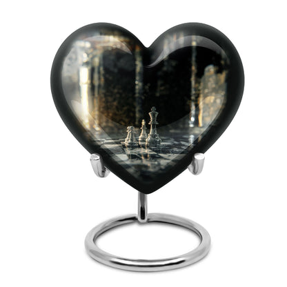 Chess-themed Heart Cremation Urn for dad