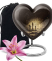 Heart-shaped chess-themed cremation urn
