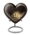 Heart-shaped chess-themed cremation urn