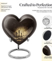 Heart-shaped chess-themed cremation urn