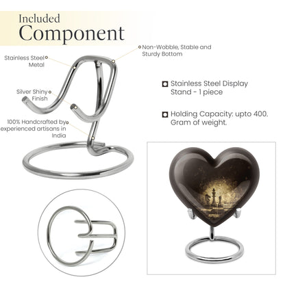 Heart-shaped chess-themed cremation urn