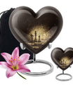 Heart-shaped chess-themed cremation urn