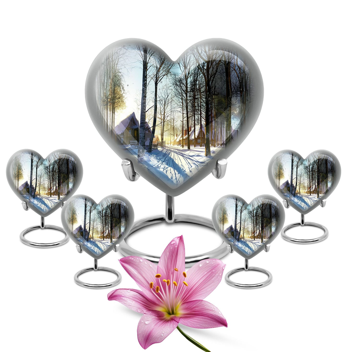 Snowflakes heart urn