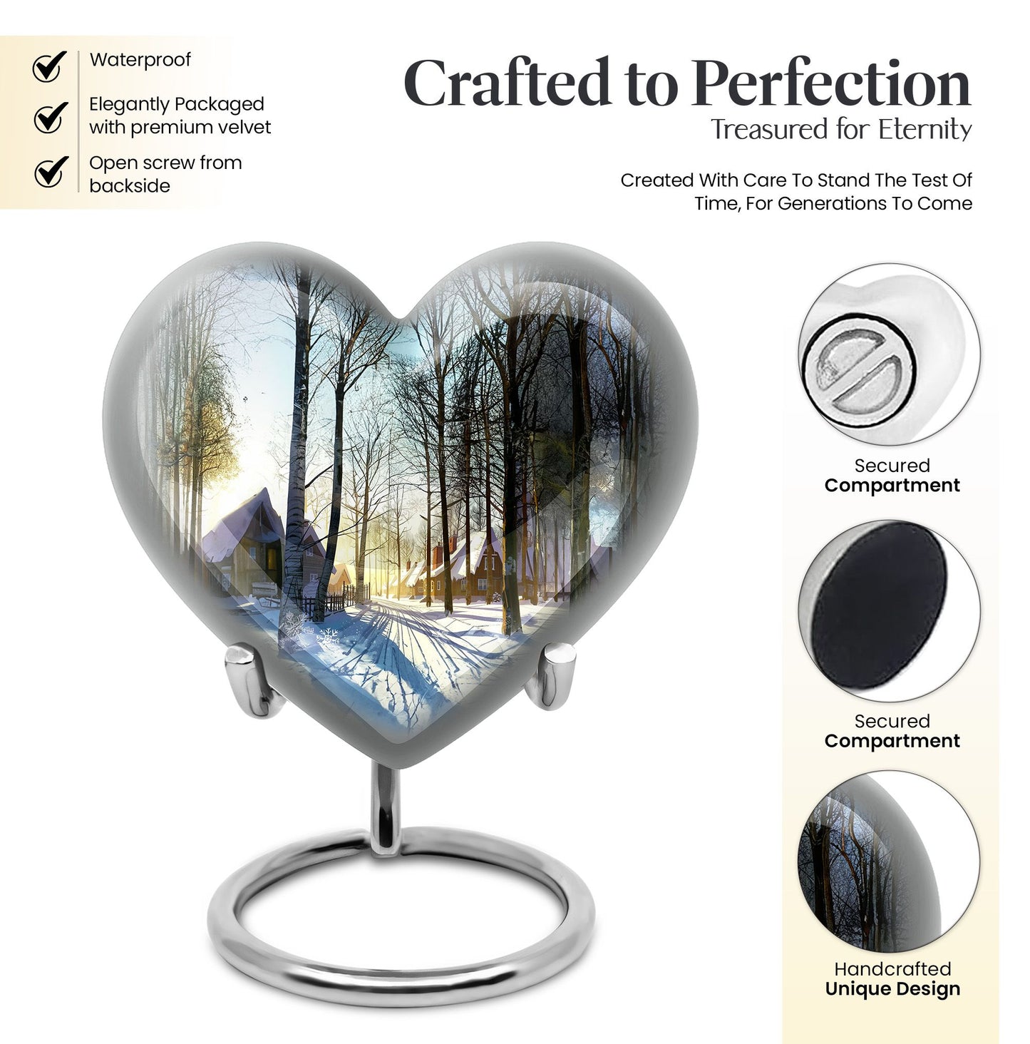 Snowflakes heart urn