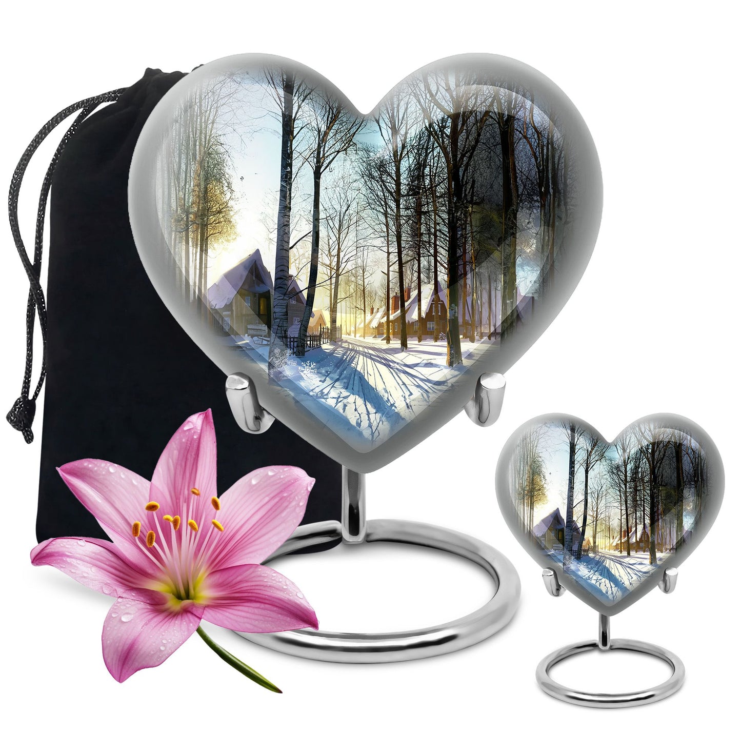 Snowflakes heart urn