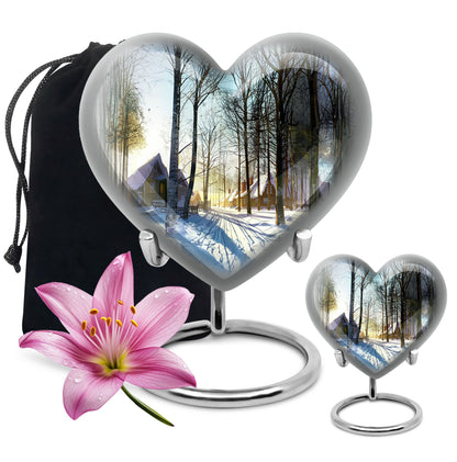 Snowflakes heart urn