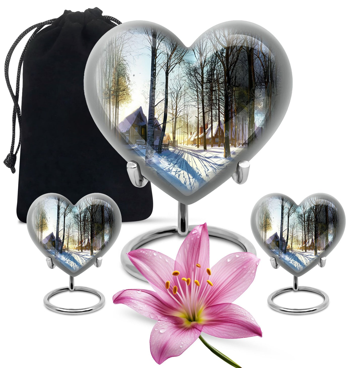 Snowflakes heart urn