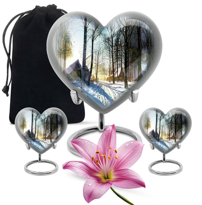 Snowflakes heart urn