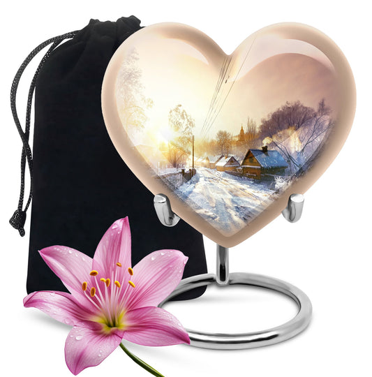 heart shaped Snowflakes Urn