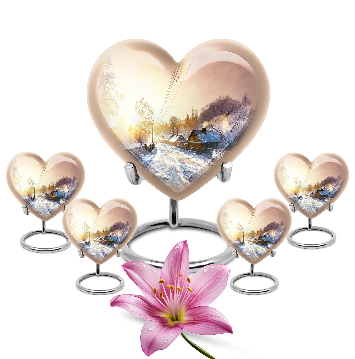 heart shaped Snowflakes Urn