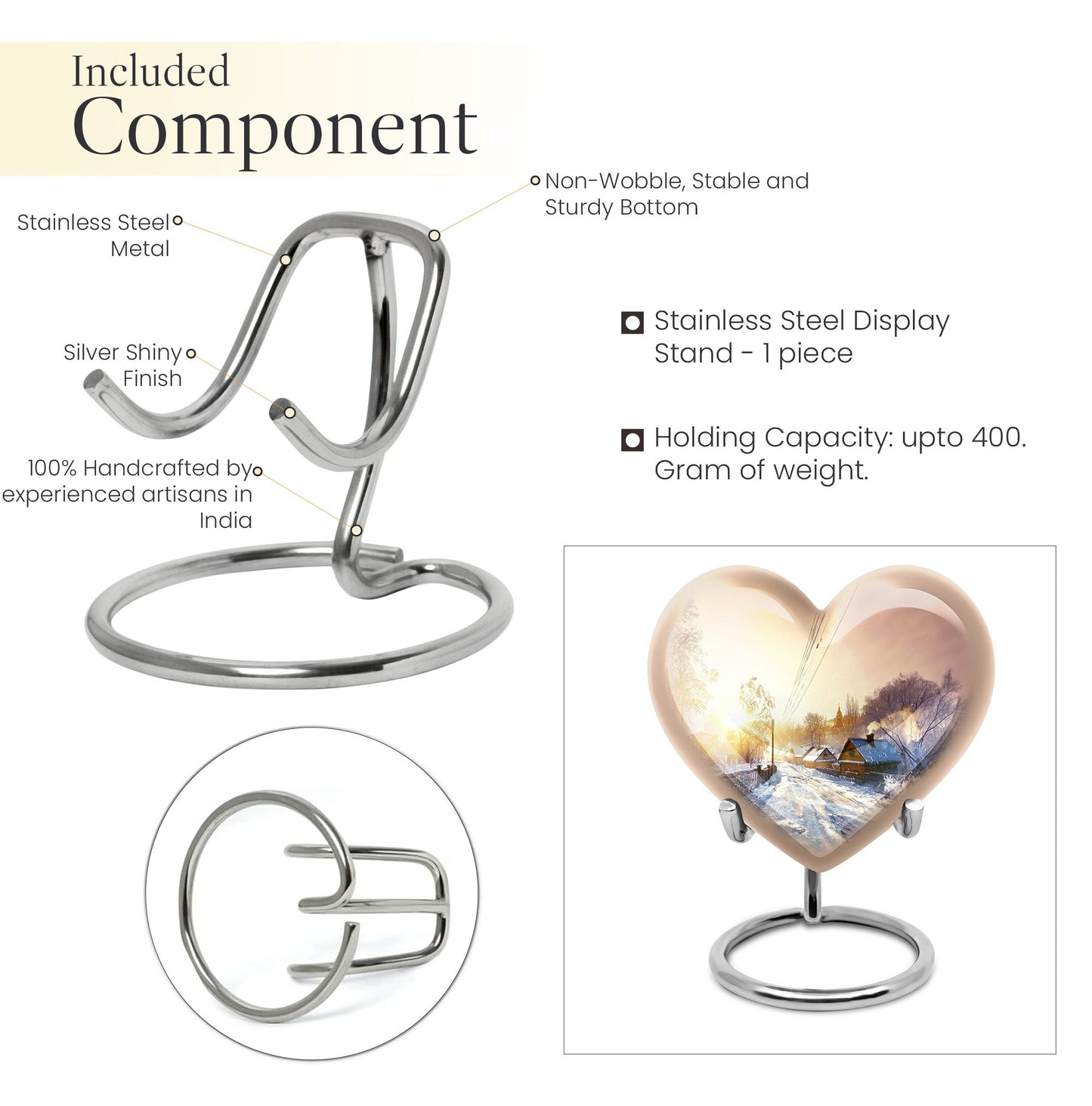 heart shaped Snowflakes Urn