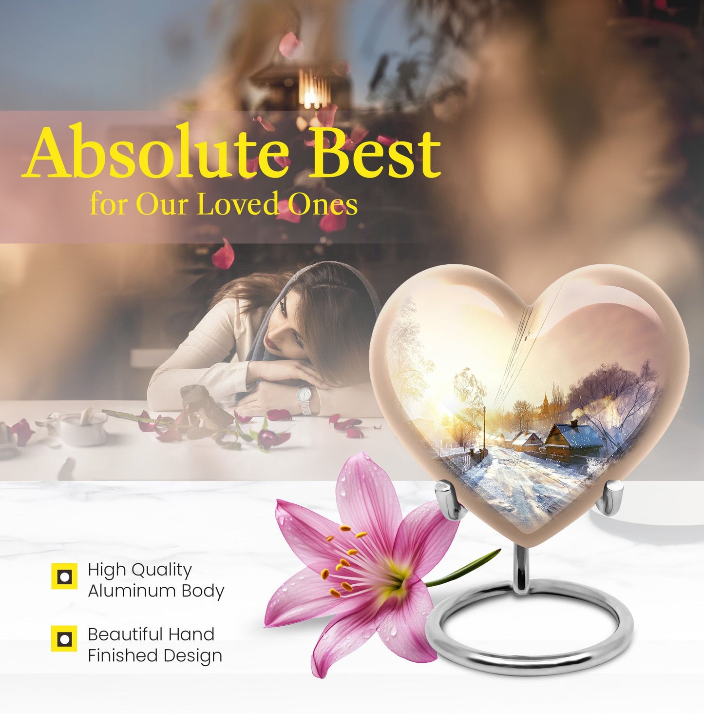heart shaped Snowflakes Urn
