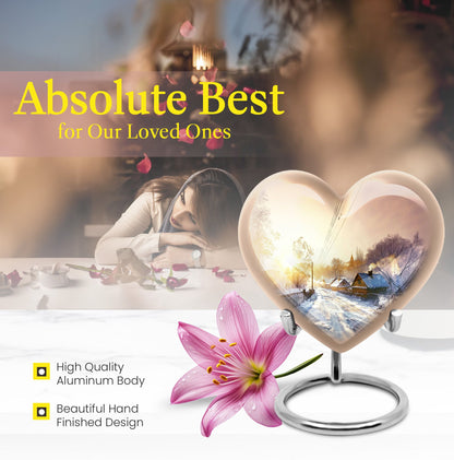 heart shaped Snowflakes Urn