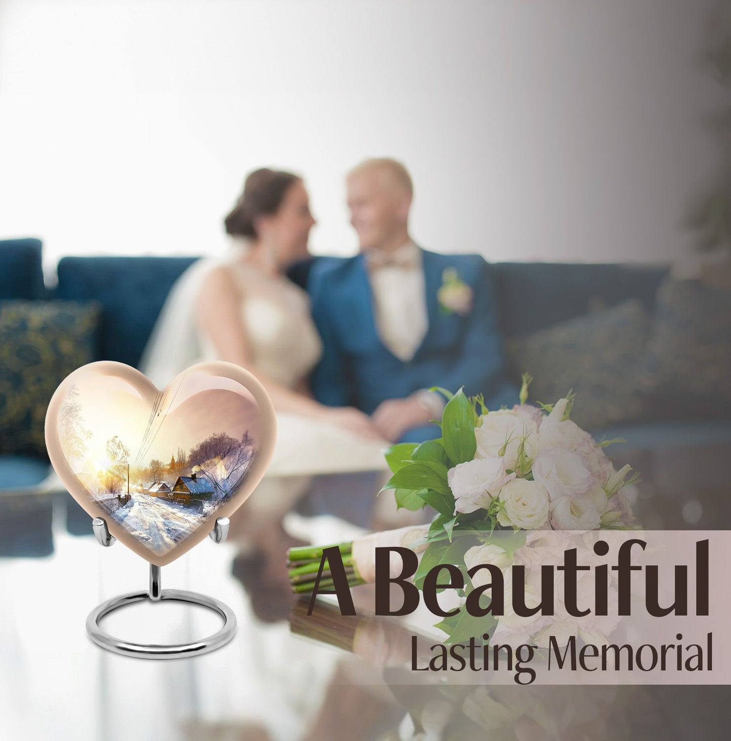 heart shaped Snowflakes Urn