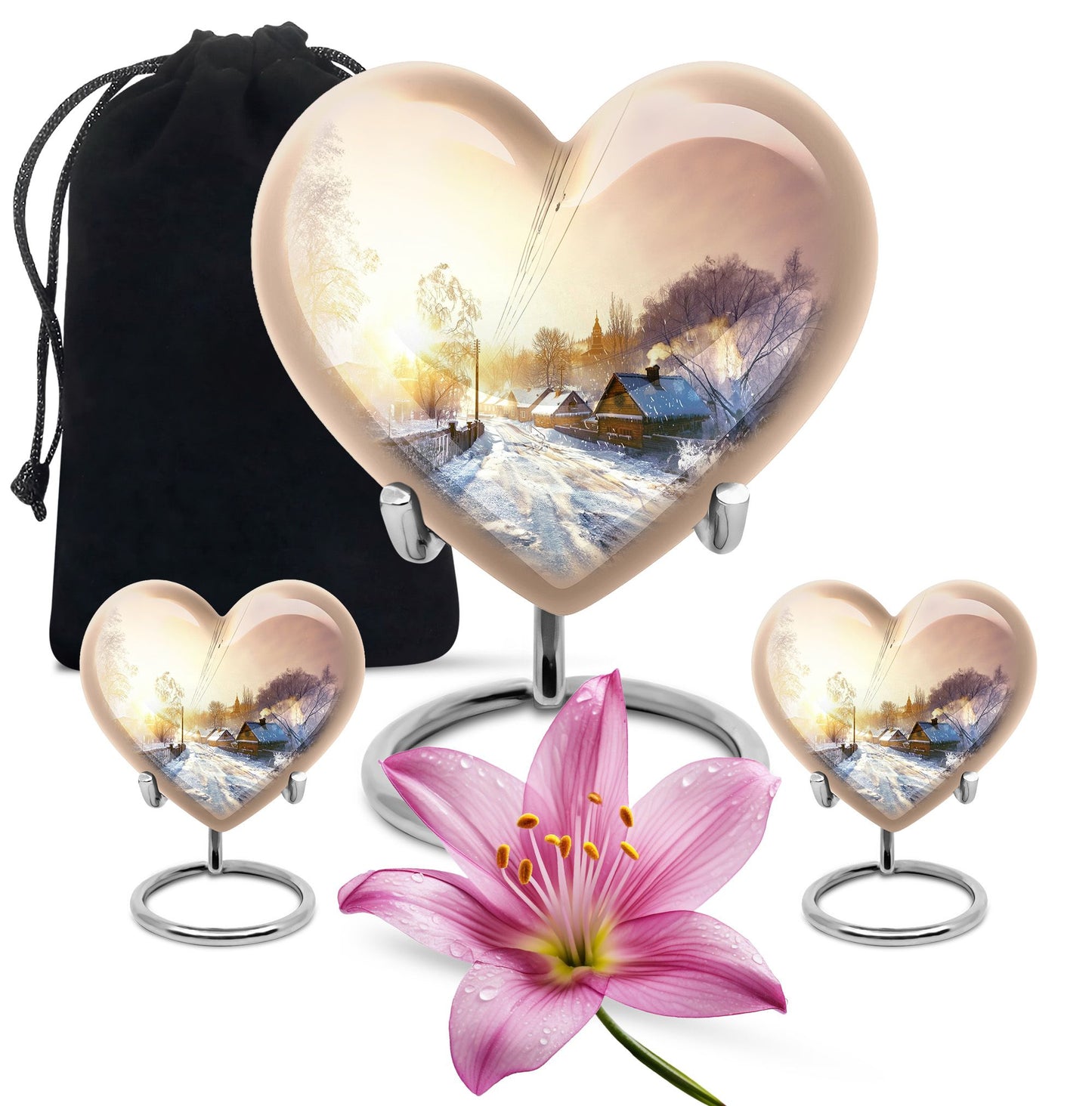 heart shaped Snowflakes Urn