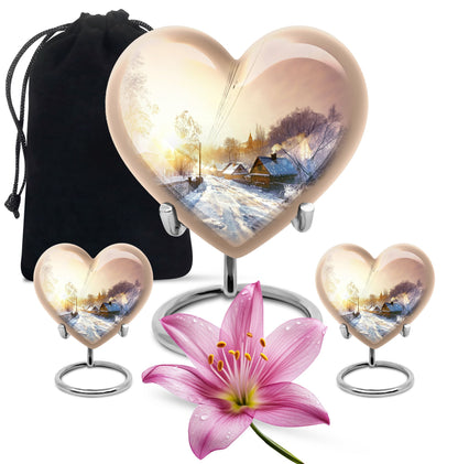 heart shaped Snowflakes Urn