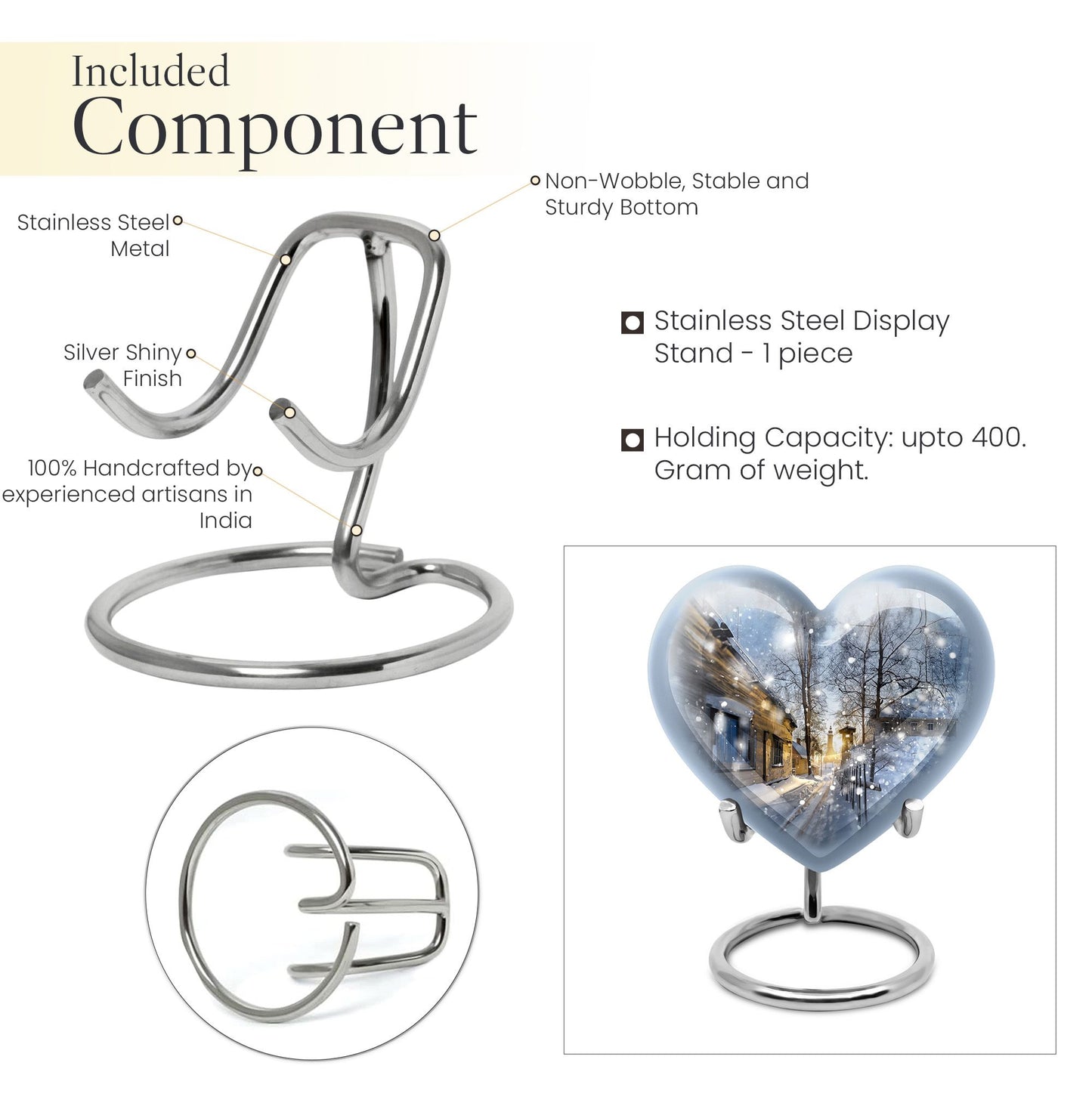 Heart-shaped Snowflakes Urn