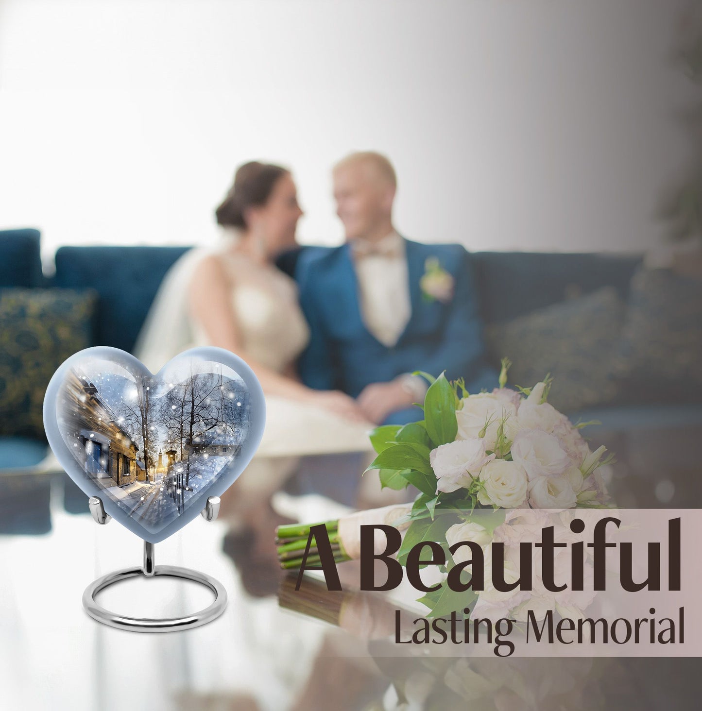 Heart-shaped Snowflakes Urn