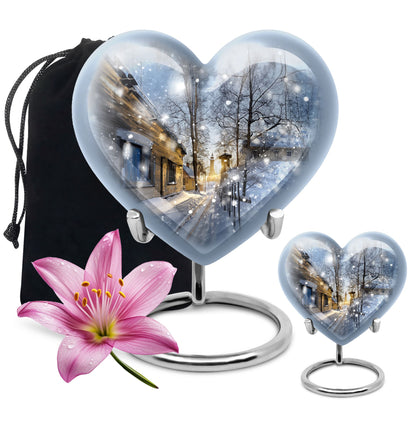 Heart-shaped Snowflakes Urn