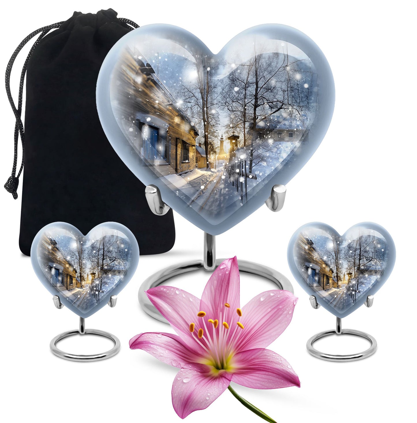 Heart-shaped Snowflakes Urn