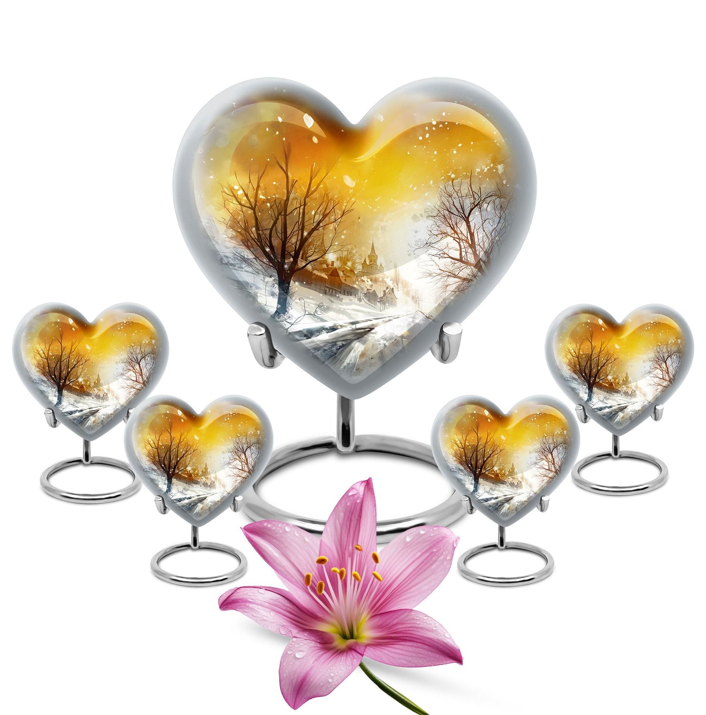 Snowflakes Heart Urn
