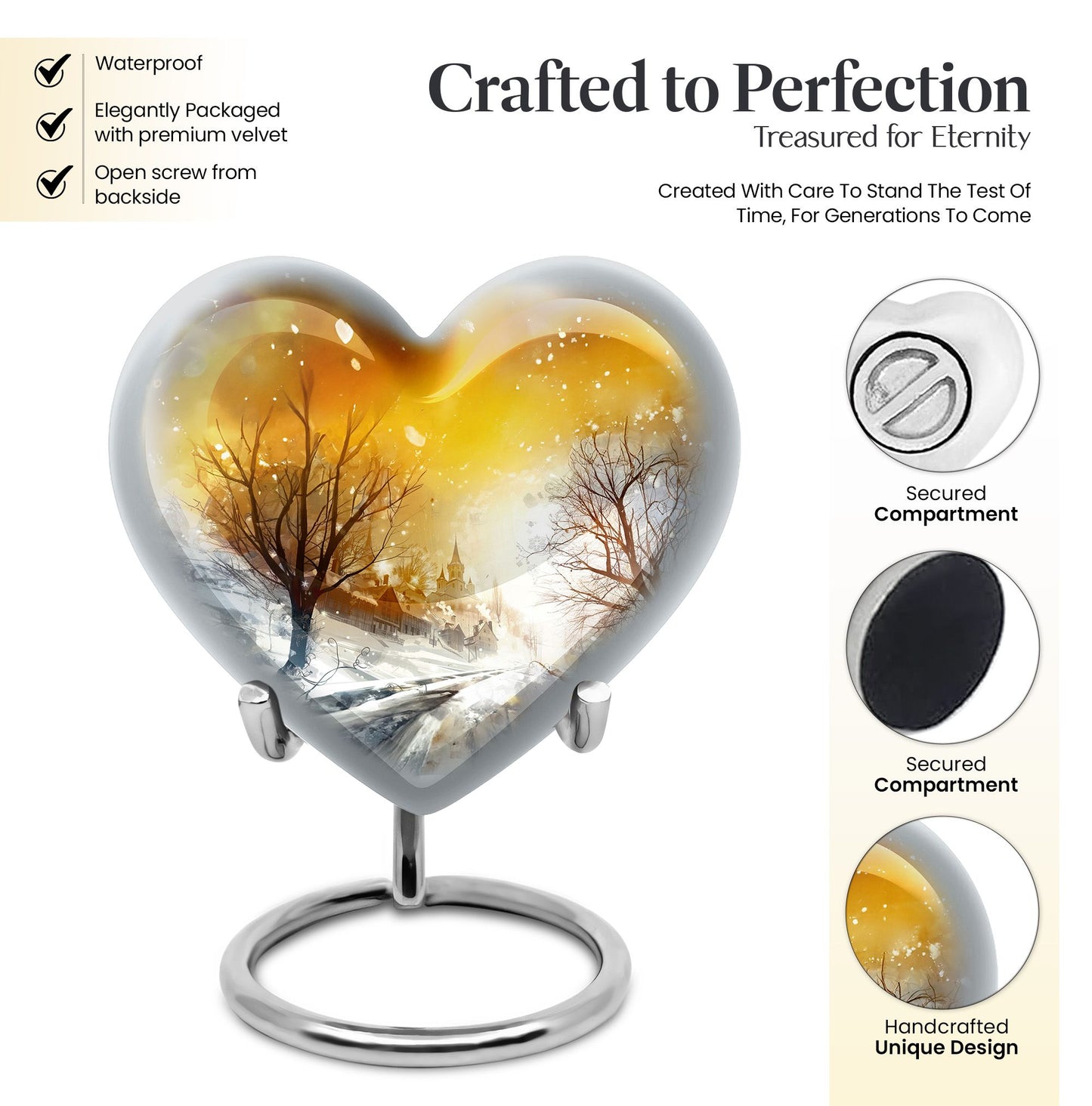 Snowflakes Heart Urn