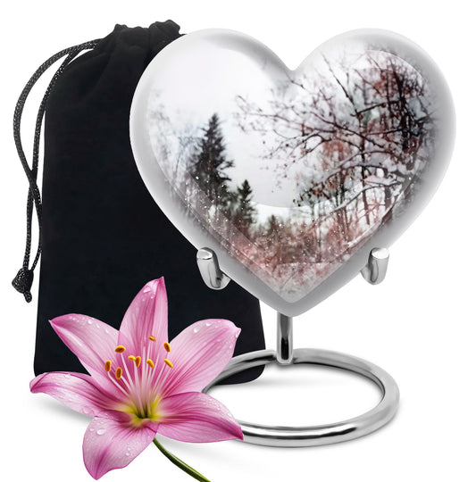Snowflakes Heart Urn for human ashes