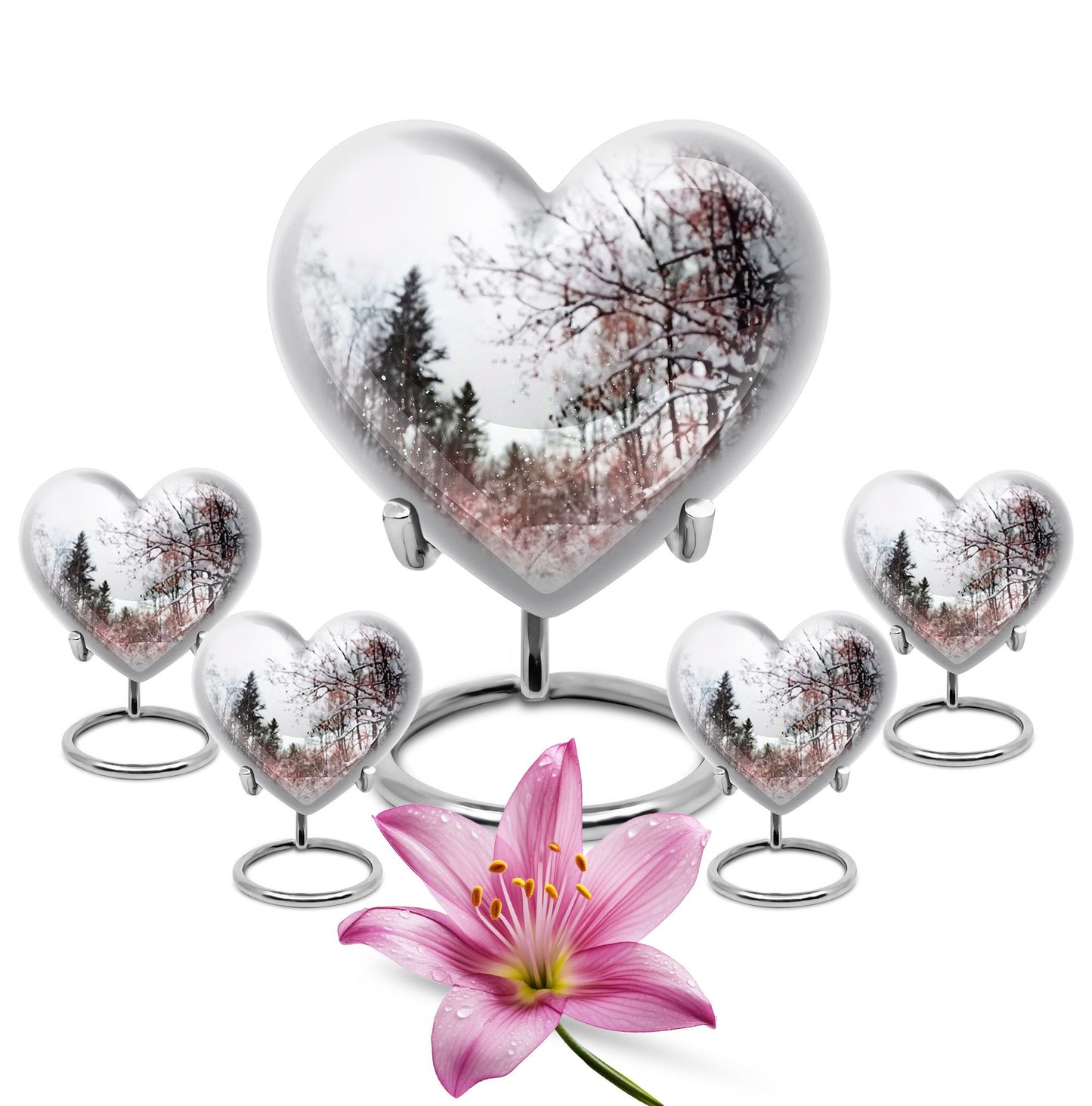 Snowflakes Heart Urn for human ashes