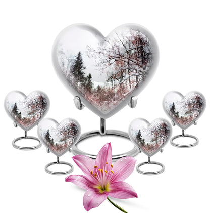 Snowflakes Heart Urn for human ashes