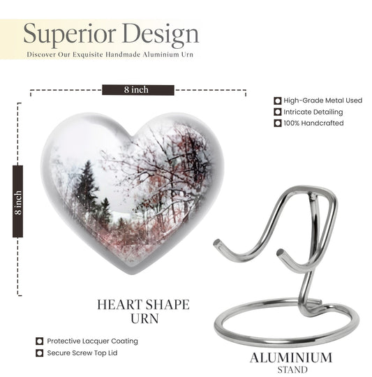Snowflakes Heart Urn for human ashes