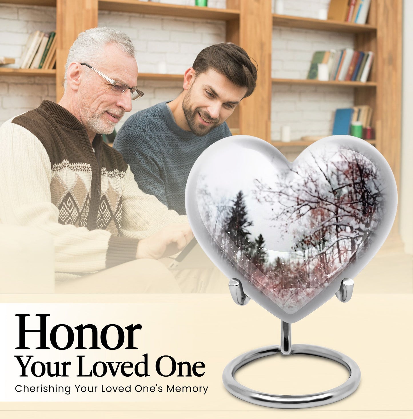 Snowflakes Heart Urn for human ashes