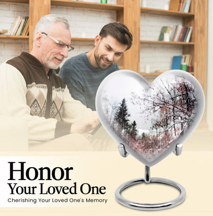 Snowflakes Heart Urn for human ashes
